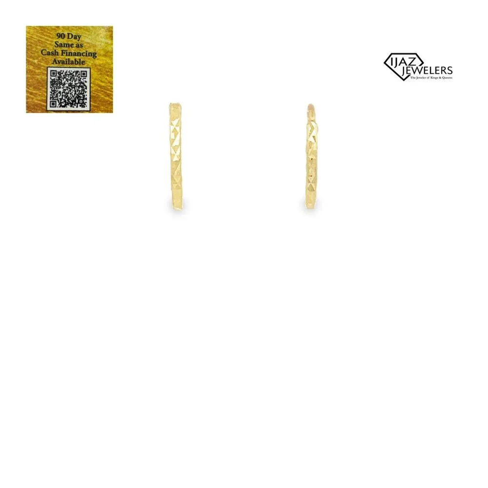 10K Diamond Cut Hoop Earrings - Picture 5 of 5